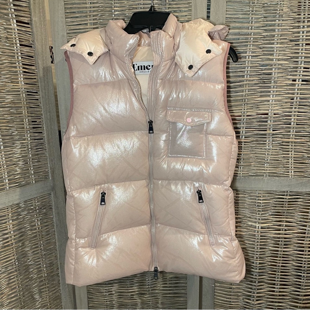 EMERY shiny pink down puffer vest - Large